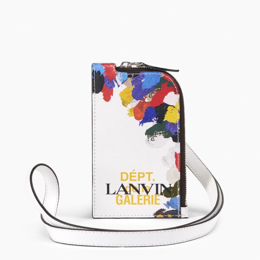 Lanvin x Gallery Dept. Card Holder Lanyard Paint Splattered Logo Wallet $550.00